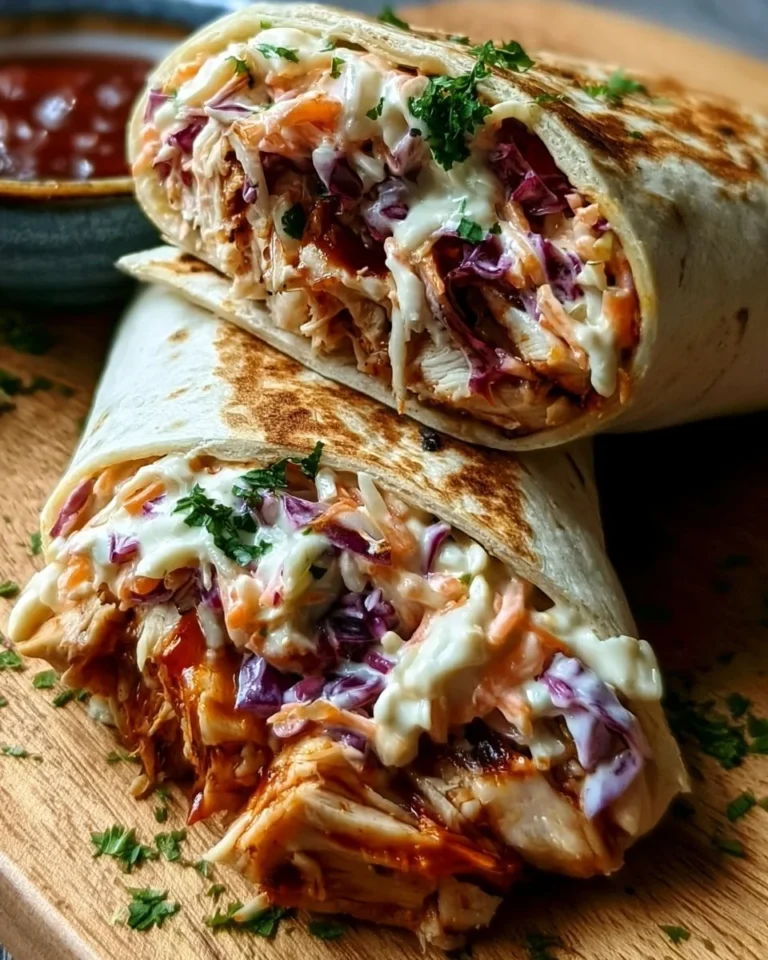BBQ Chicken Coleslaw Wraps served on a plate with fresh ingredients