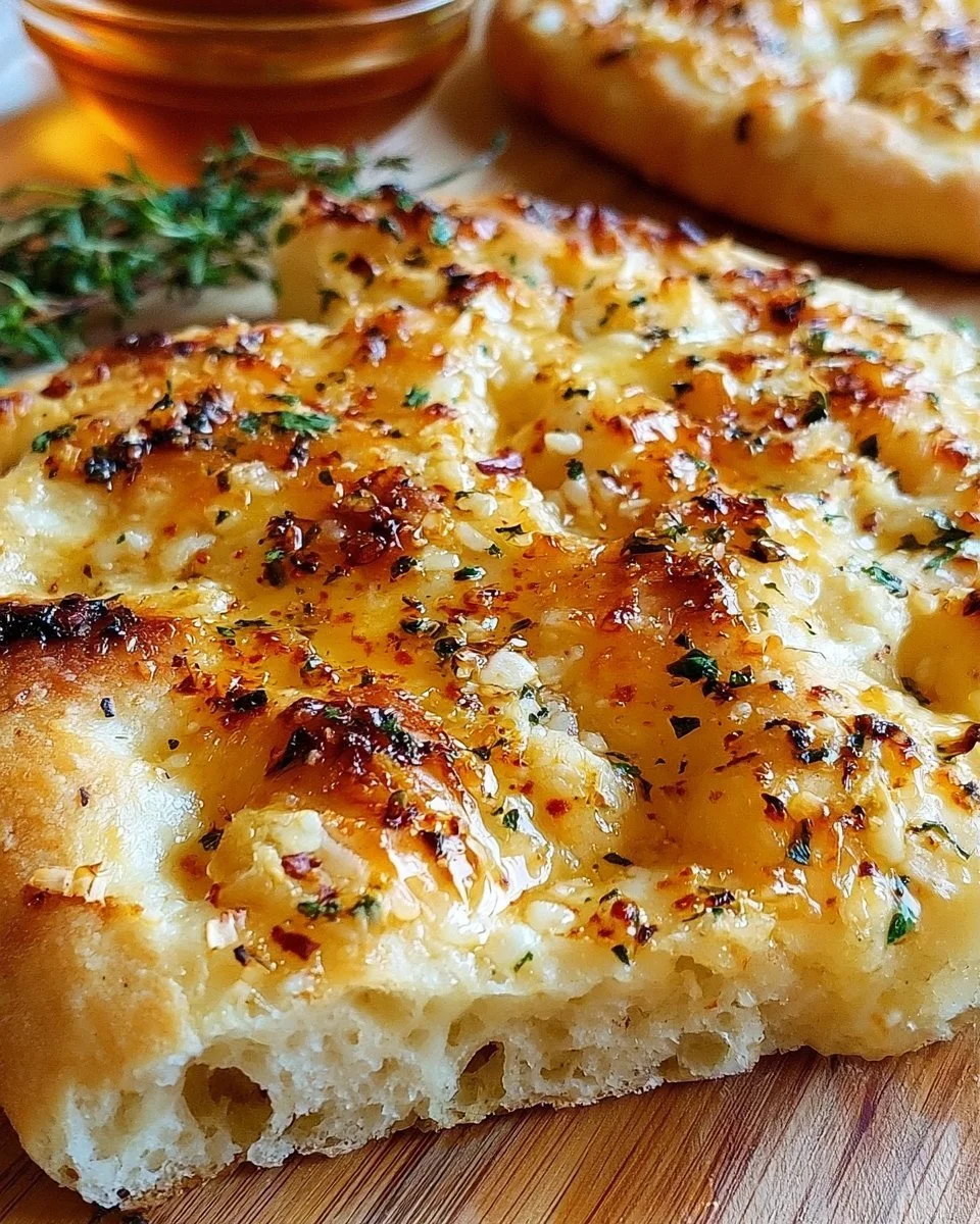 Garlic Parmesan Focaccia with Spicy Honey
