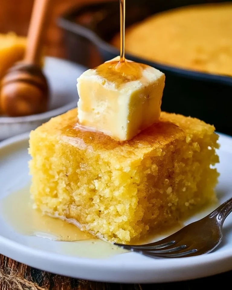 Freshly baked moist cornbread served on a wooden table