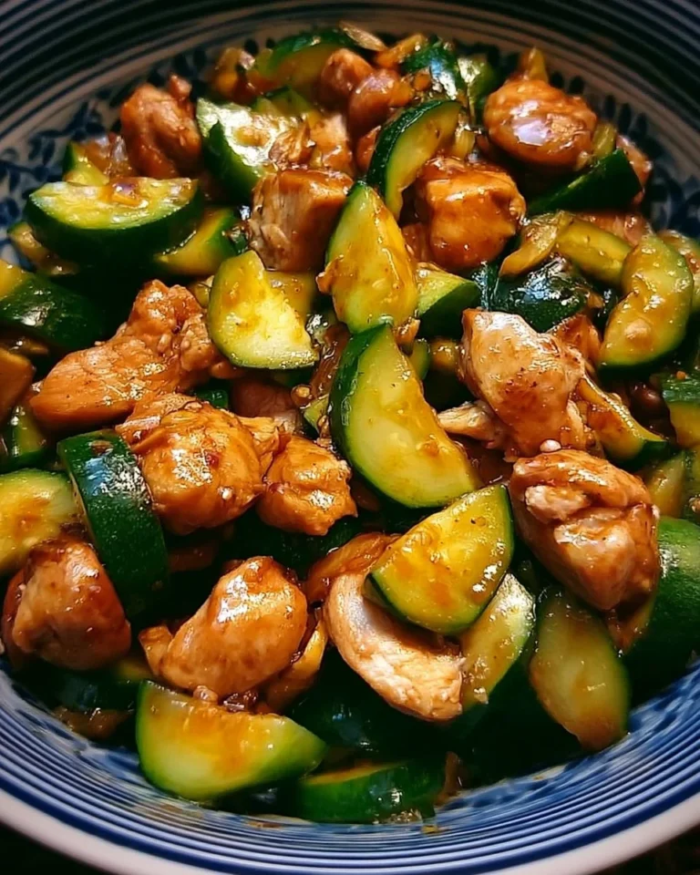 Delicious Chicken and Zucchini Stir-Fry with vibrant vegetables and savory sauce