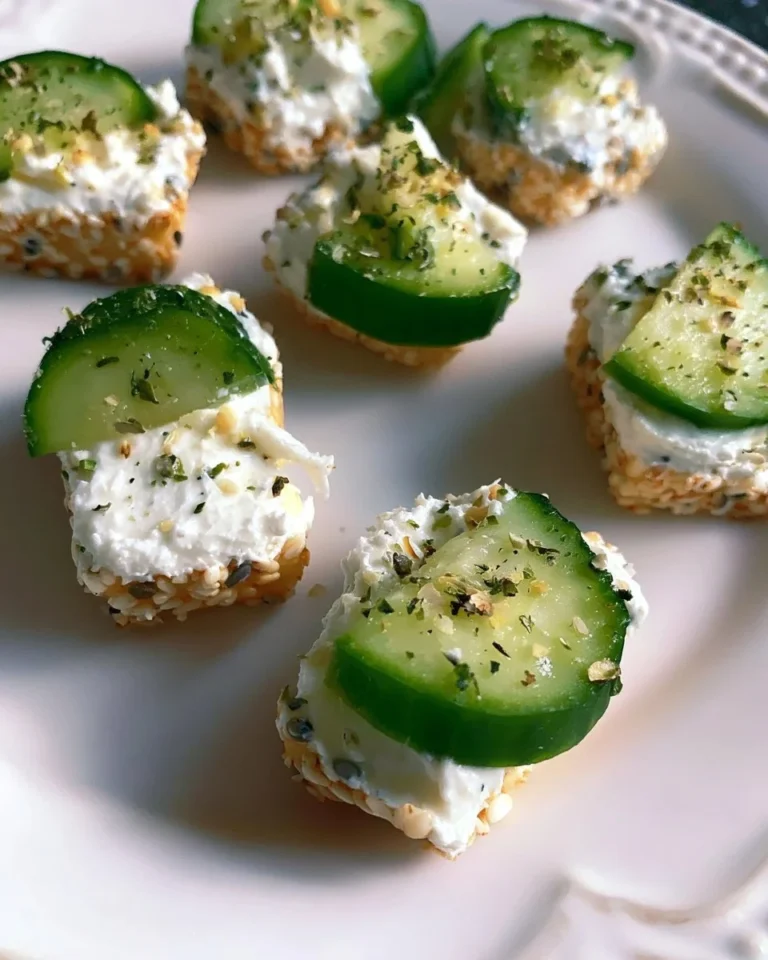 Cucumber Cream Cheese Bites on a platter with herbs and spices