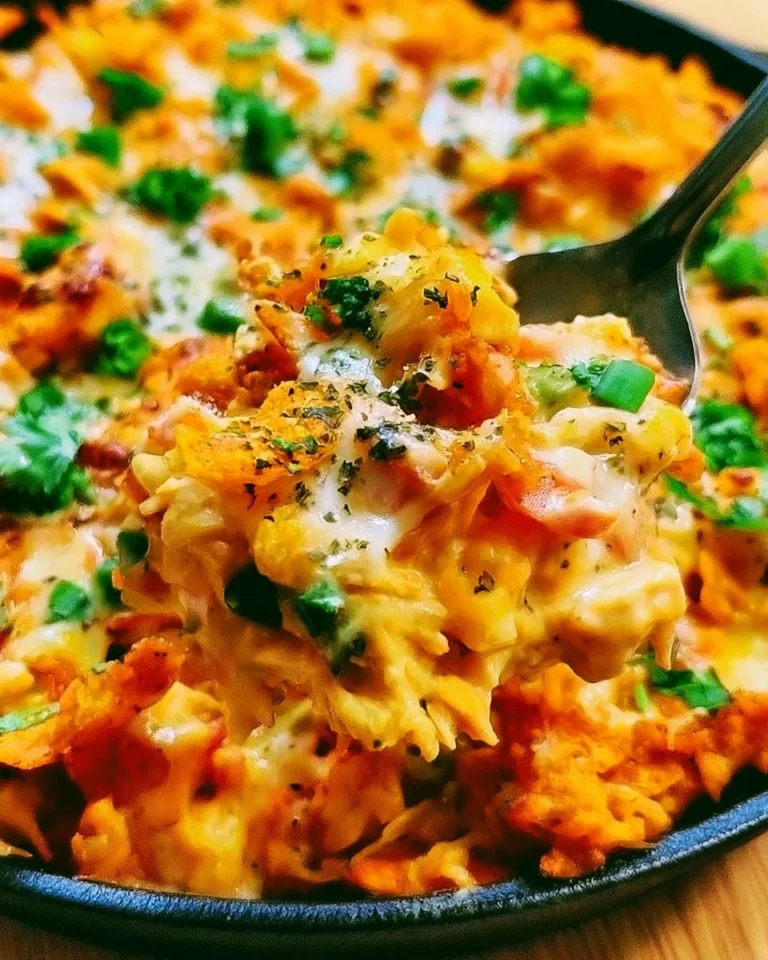 Baked Doritos Chicken Casserole topped with crunchy Doritos