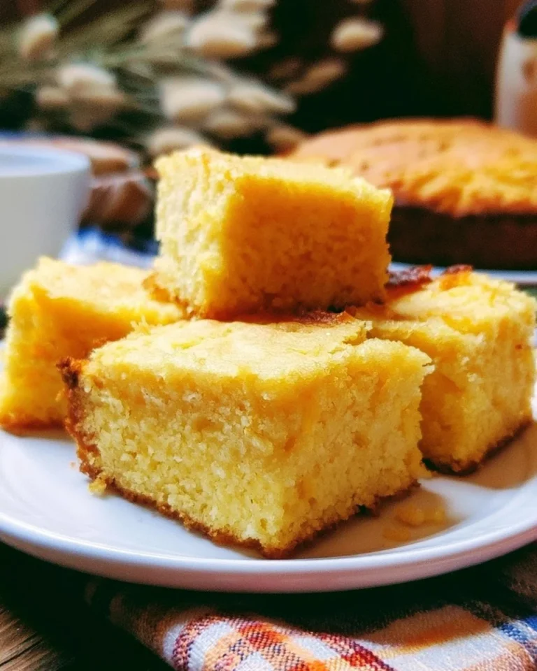 Delicious easy cornbread fresh out of the oven, golden brown and fluffy.