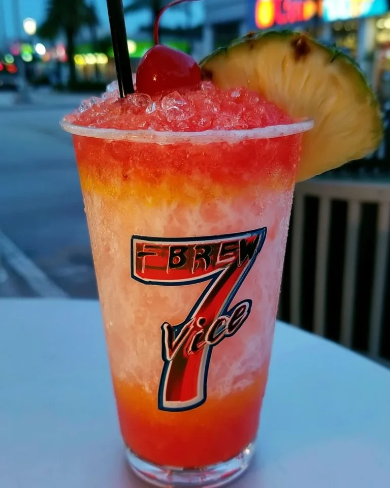 Eleven delicious drink recipes, including Miami Vice and Brew Soda, displayed in colorful glasses