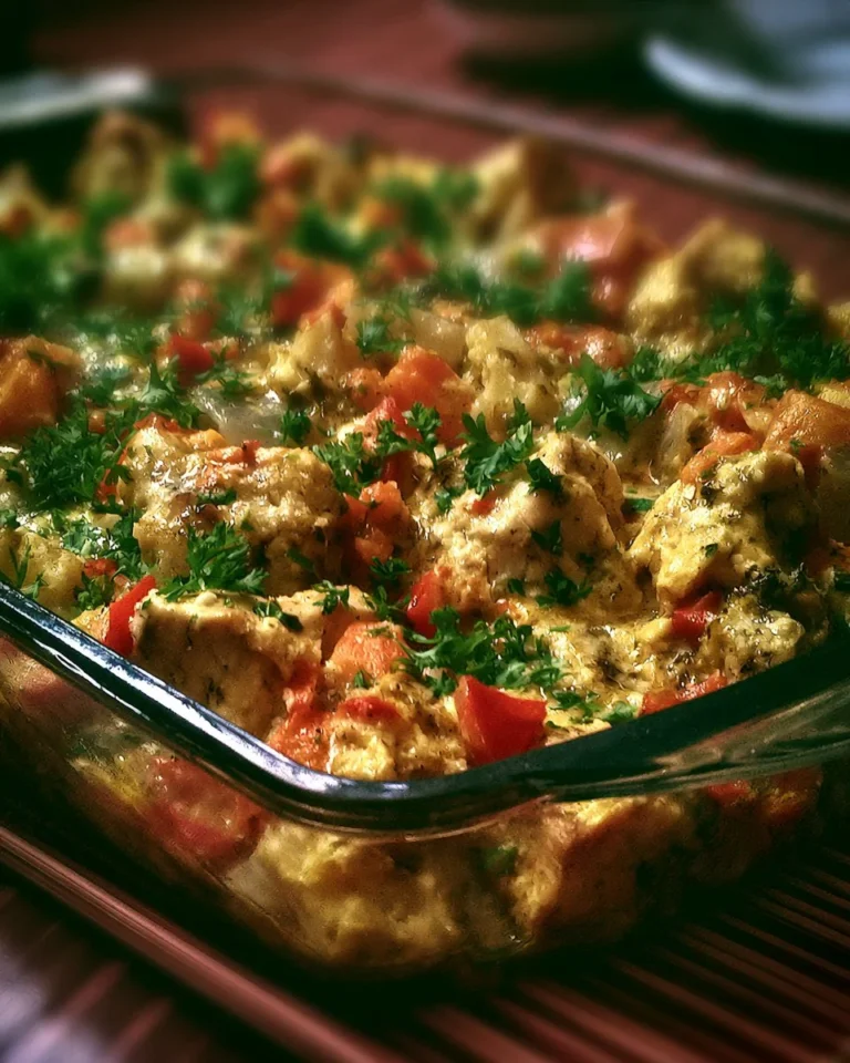 High-protein chicken and vegetables casserole dish