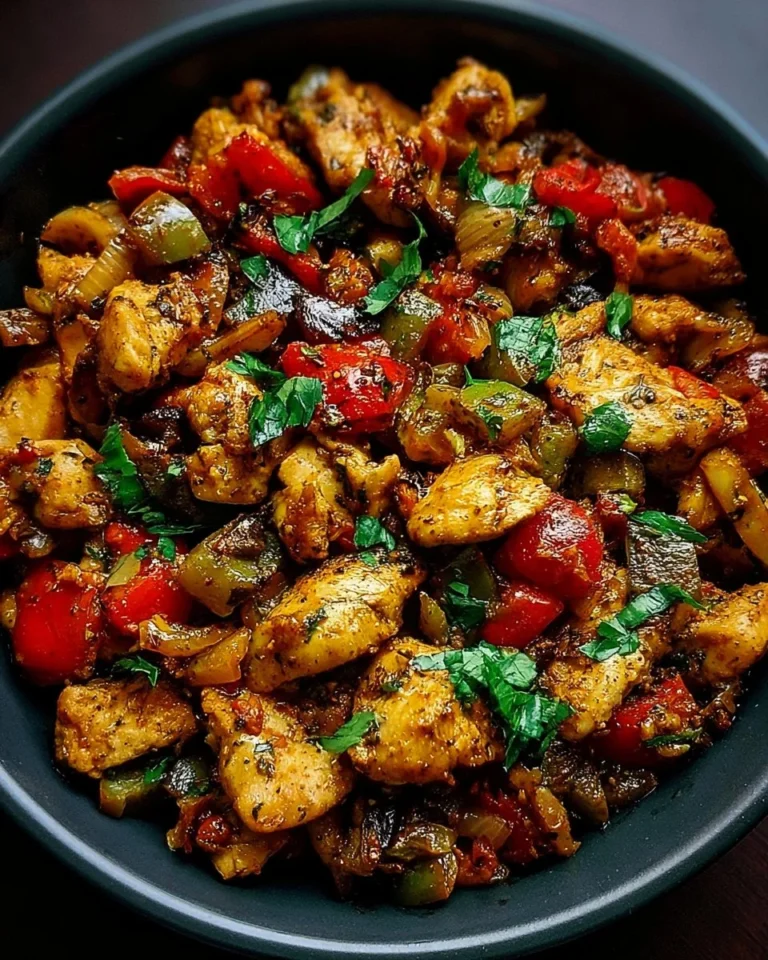 Mediterranean Chicken Stir-Fry served in a colorful dish with fresh vegetables.