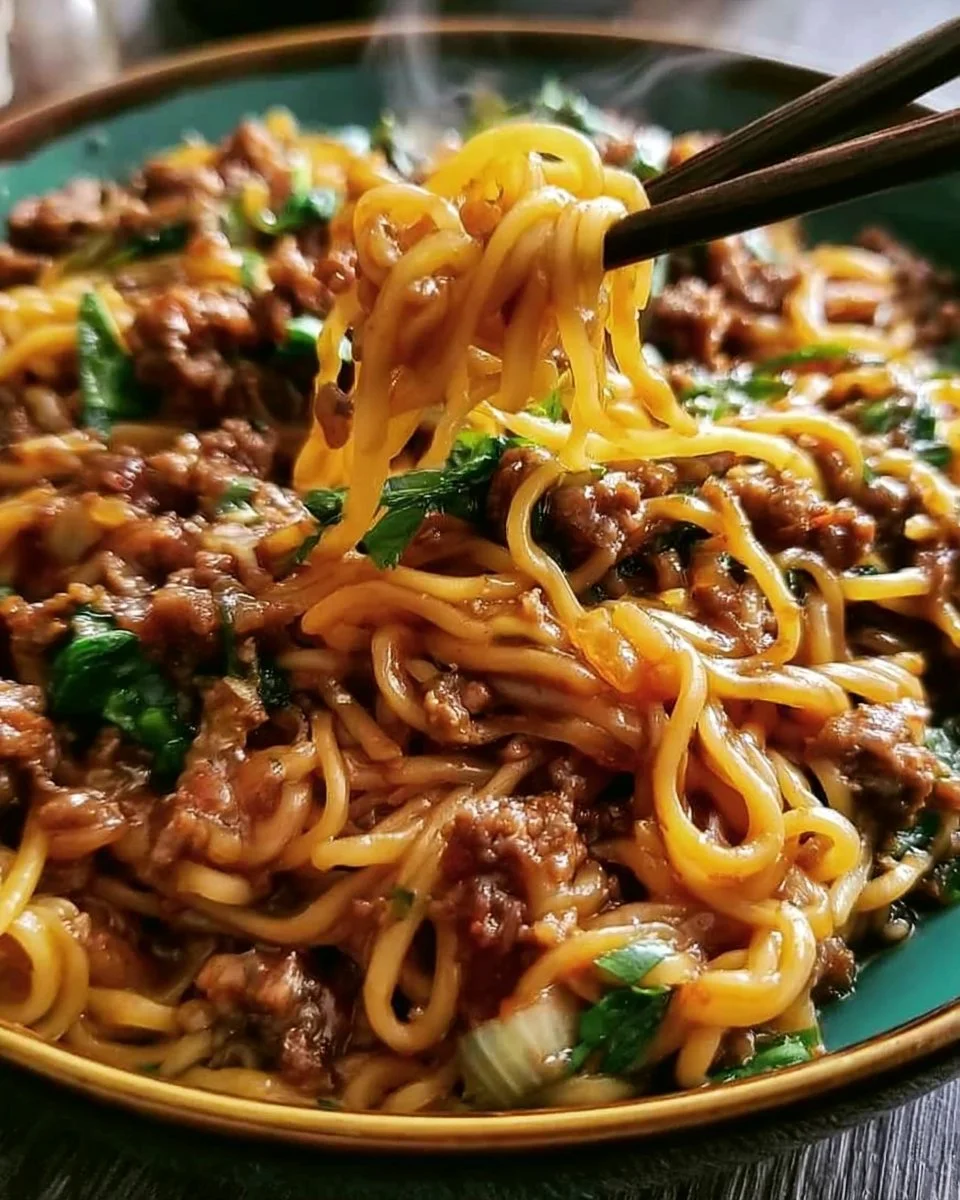 Mongolian Ground Beef Noodles Recipe