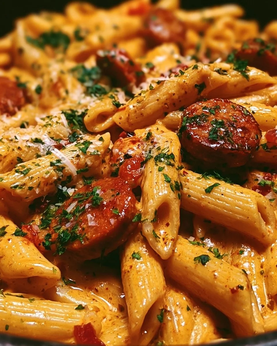 One-Pot Creamy Spicy Cajun Sausage Pasta