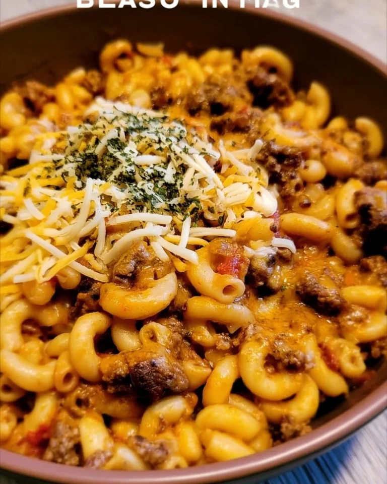 Delicious bowl of one-pot taco mac ready to serve