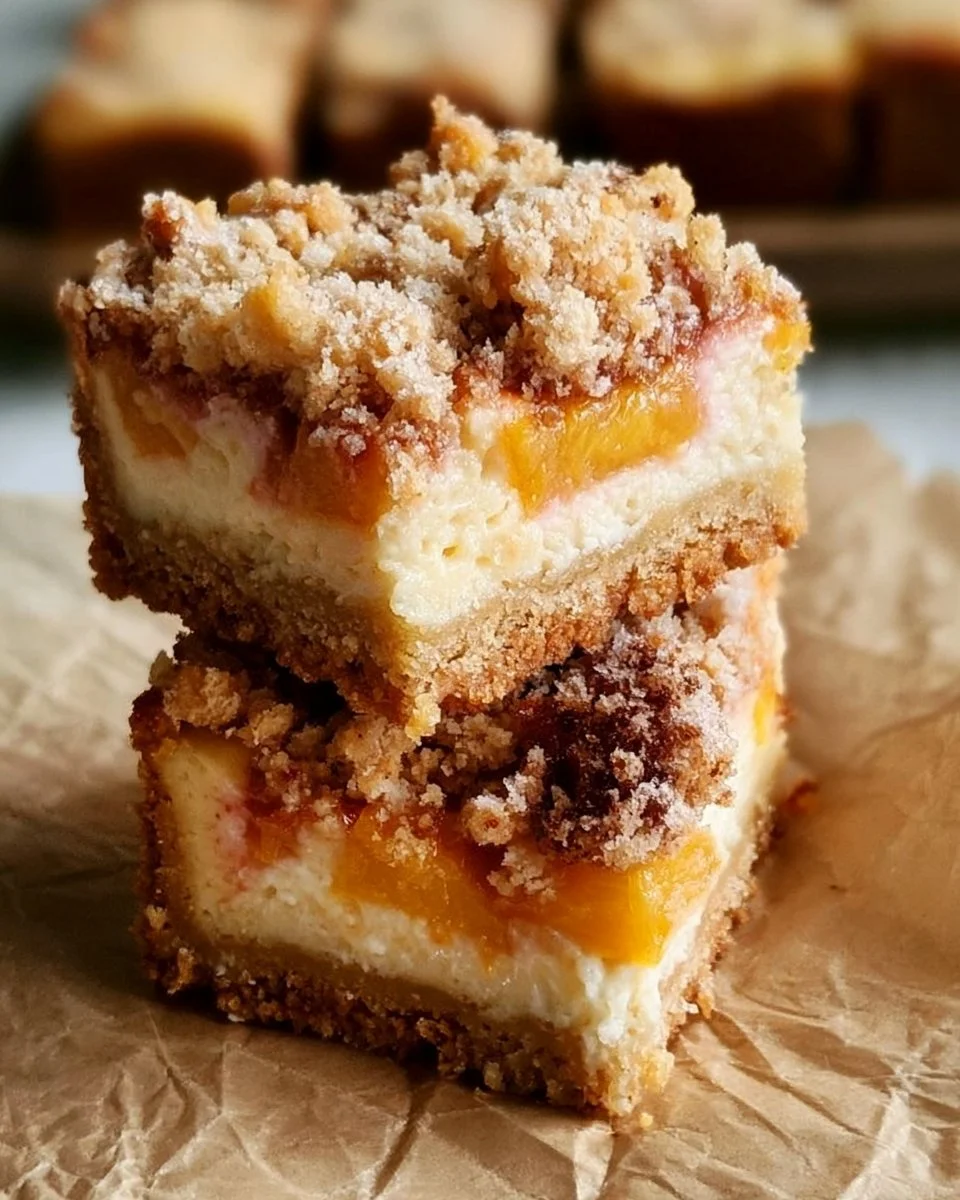 Peach Cobbler Cheesecake Bars Recipe