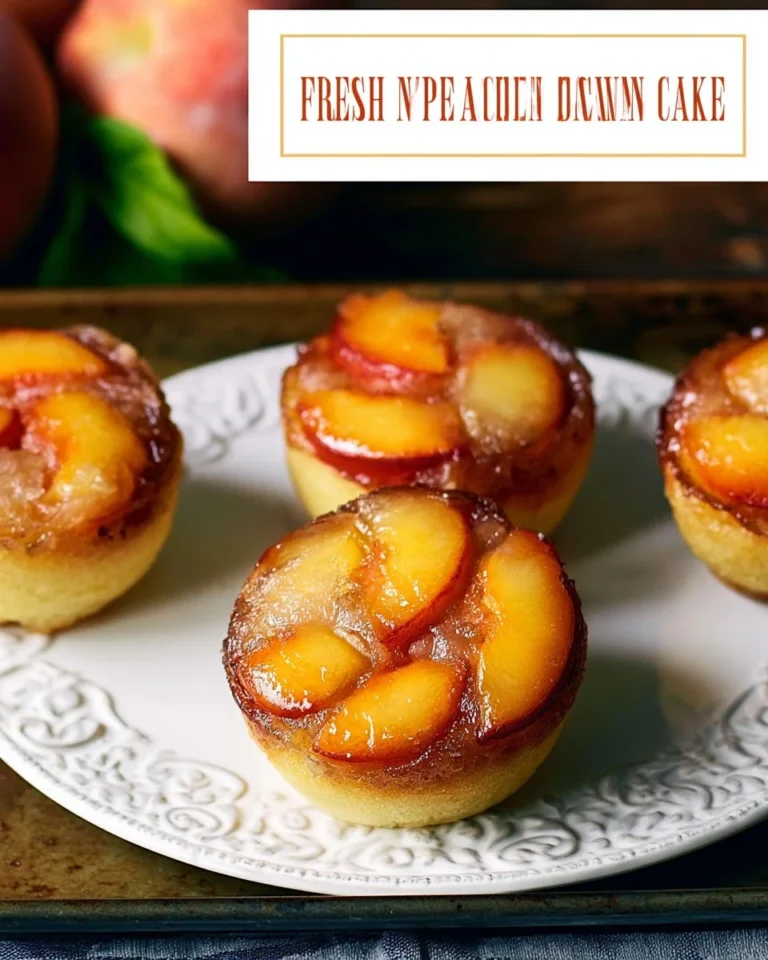 Delicious Peach Mini Upside-Down Cakes served on a plate