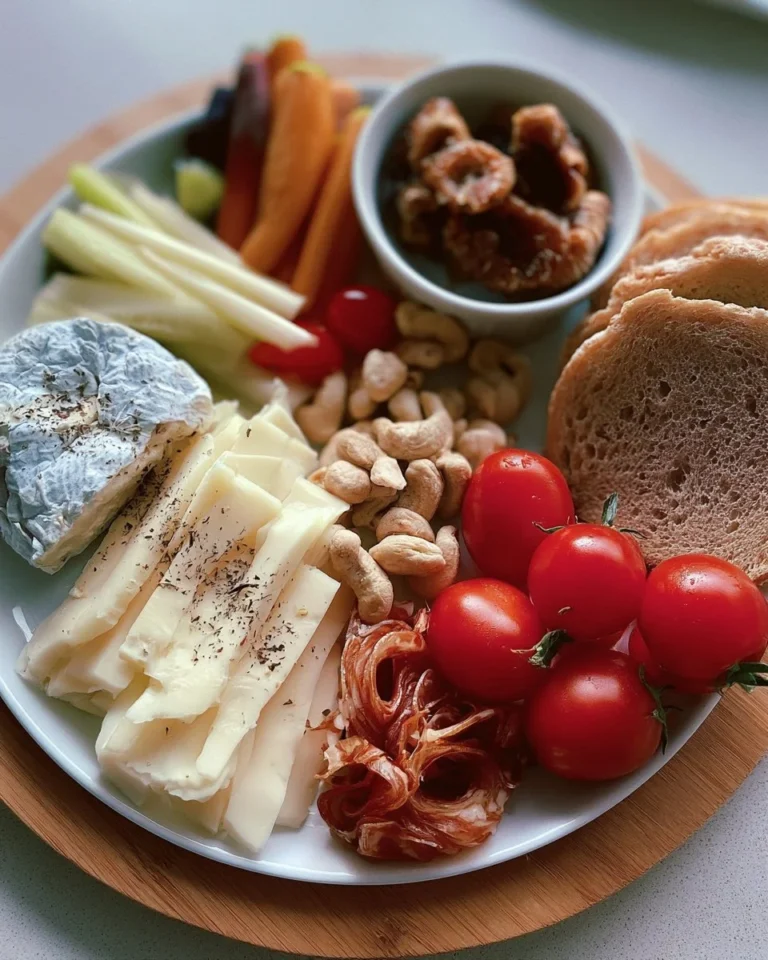 Colorful snack board with cheese, fruits, and nuts for gatherings