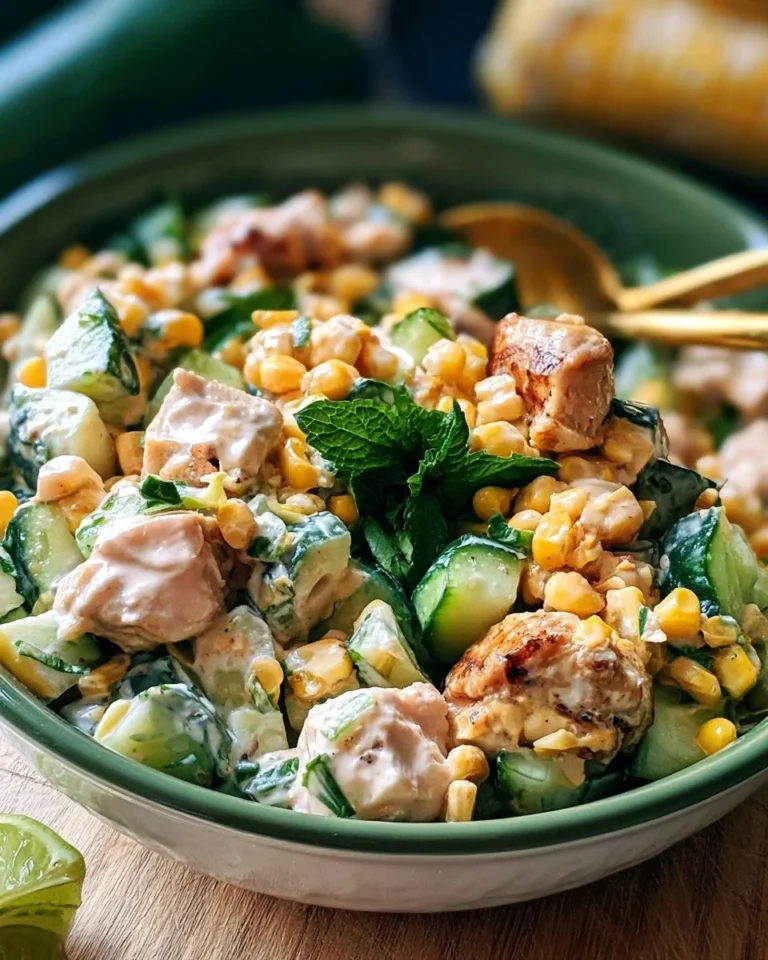 Creamy Cucumber Chicken Salad with Street Corn Recipe