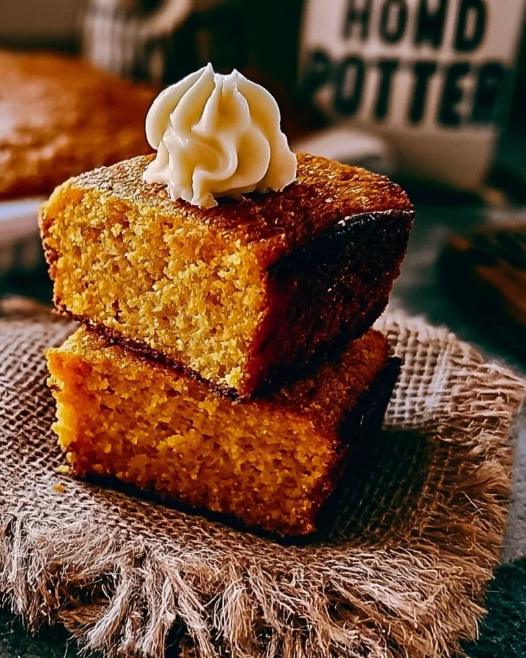 Delicious sweet potato cornbread slice on a wooden table