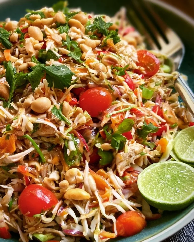 Delicious Thai Chicken Salad with fresh vegetables and herbs