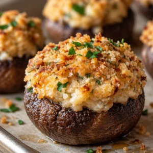 Delicious Boursin stuffed mushrooms on a platter, perfect for appetizers.