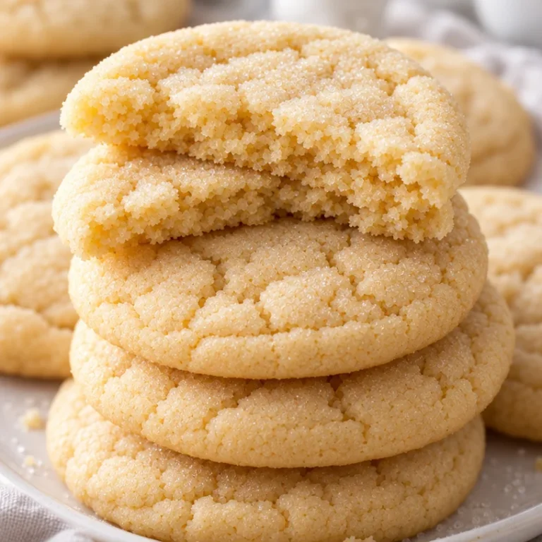 Delicious chewy sugar cookies on a baking tray, fresh from the oven.