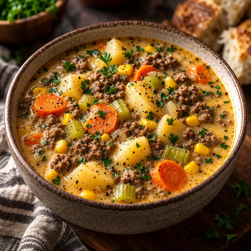 Creamy Potato and Hamburger Soup