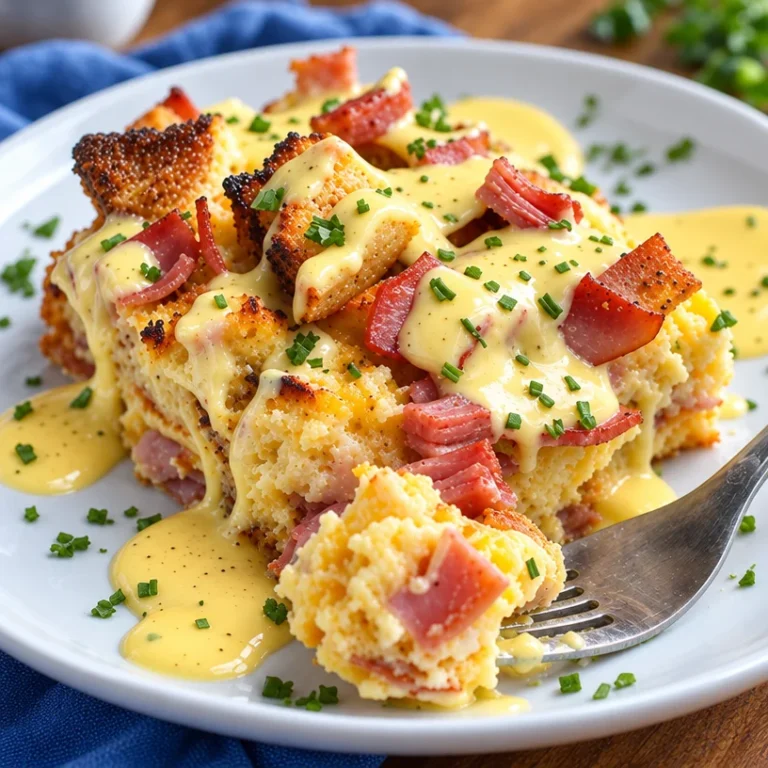 Plate of easy Eggs Benedict with quick Hollandaise sauce and toppings.