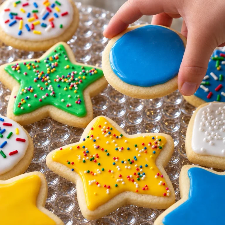 Easy sugar cookie icing recipe that hardens for decorating cookies.