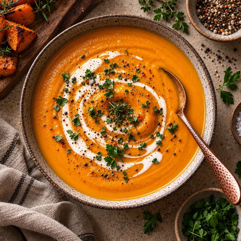 Maple-Roasted Sweet Potato and Carrot Soup