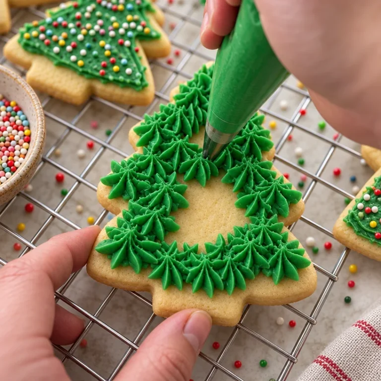 Delicious sugar cookie frosting applied to decorated sugar cookies